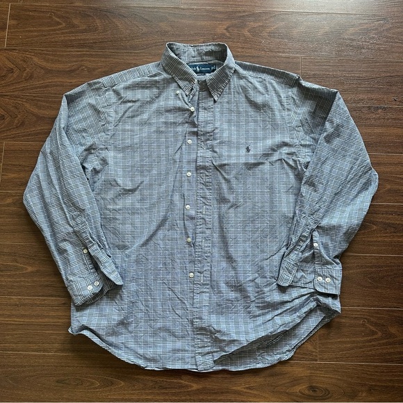 Ralph Lauren Blue Checkered Button-Down Shirt - Picture 1 of 6